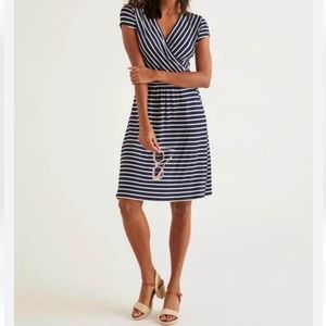 Boden Lola Jersey Dress navy stripe size 14